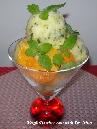 Low Glycemic Index Pineapple Sorbet refreshing sugar-free, high fructose syrup free. Light desserts. Weight Loss Boston MA. Wellness Coaching in Boston.