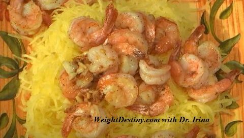 Spaghetti-Squash-with-Shrimp low glycemic low fat